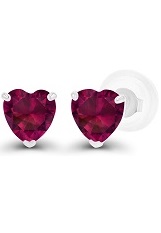 superb white gold heart ruby birthstone baby earrings